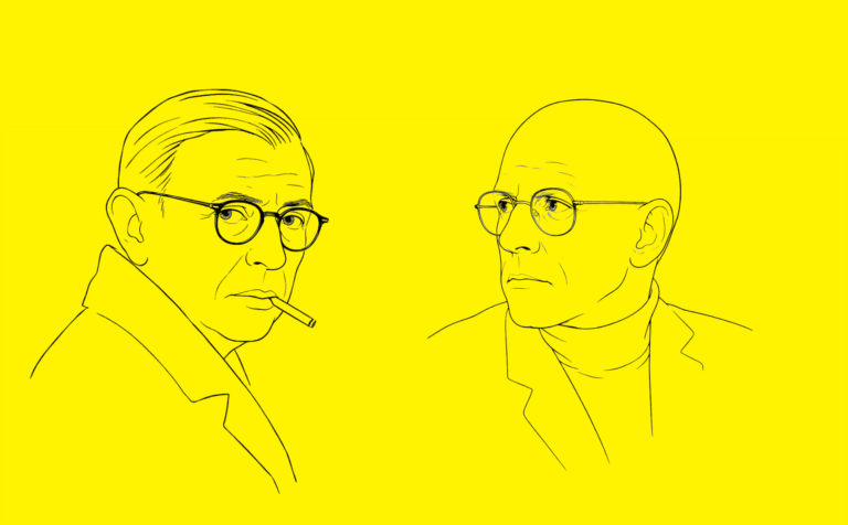 Página de Inicio 2025 Diseños de Sartre y Foucault realizados con Sora (licencia CC).