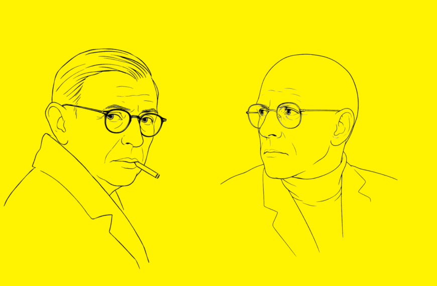 Diseños de Sartre y Foucault realizados con Sora (licencia CC).