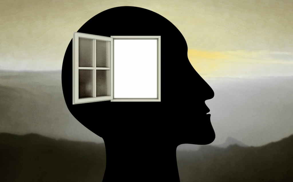 Filosofía y razón. Una cabeza con una ventana abierta