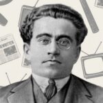 Antonio Gramsci se ha convertido en una figura fundamental para entender los siglos XX y XXI. En este artículo profundizamos en quién fue realmente. Diseño a partir de imagen de Gramsci de dominio público, extraída de Wikimedia Commons y fondo hecho con la IA de Canva Pro.