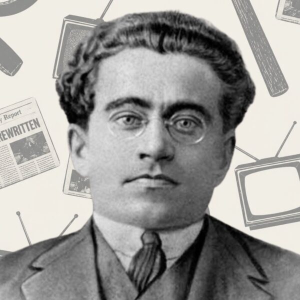 Antonio Gramsci se ha convertido en una figura fundamental para entender los siglos XX y XXI. En este artículo profundizamos en quién fue realmente. Diseño a partir de imagen de Gramsci de dominio público, extraída de Wikimedia Commons y fondo hecho con la IA de Canva Pro.
