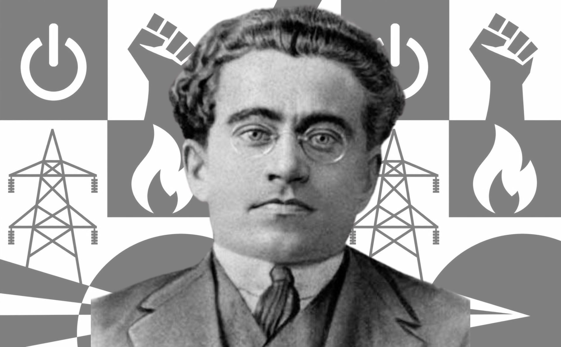 La hegemonÃ­a es un concepto clave en Gramsci, uno que atraviesa el grueso de su pensamiento. DiseÃ±o a partir de imagen de Gramsci de dominio pÃºblico extraÃ­da de Wikimedia Commons y fondo hecho con la IA de Canva Pro.