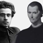 La lectura de Maquiavelo de Gramsci le permite ver en «El príncipe» un nuevo paradigma para el presente. Diseño a partir de imágenes de Gramsci (izquierda) y Maquiavelo (derecha), de dominio público y extraídas de Wikimedia Commons.