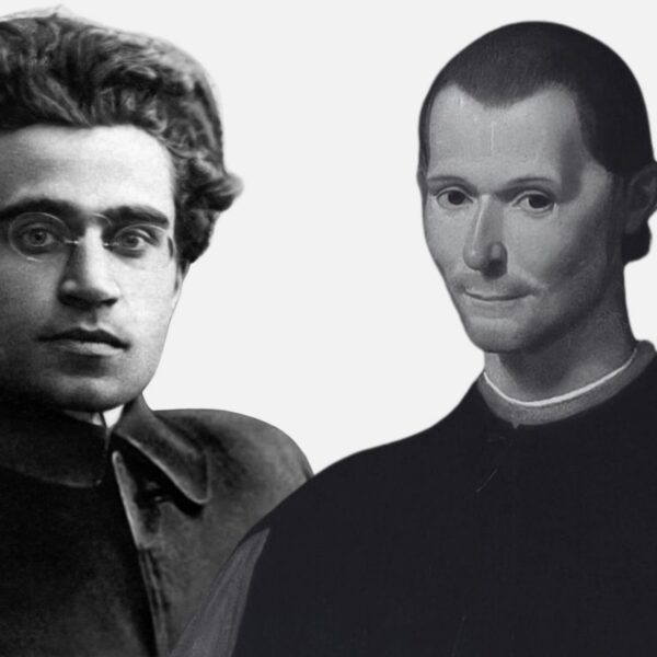 La lectura de Maquiavelo de Gramsci le permite ver en «El príncipe» un nuevo paradigma para el presente. Diseño a partir de imágenes de Gramsci (izquierda) y Maquiavelo (derecha), de dominio público y extraídas de Wikimedia Commons.