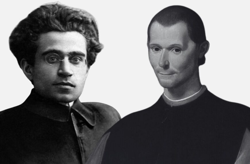 Descubriendo a Antonio Gramsci La lectura de Maquiavelo de Gramsci le permite ver en «El príncipe» un nuevo paradigma para el presente. Diseño a partir de imágenes de Gramsci (izquierda) y Maquiavelo (derecha), de dominio público y extraídas de Wikimedia Commons.